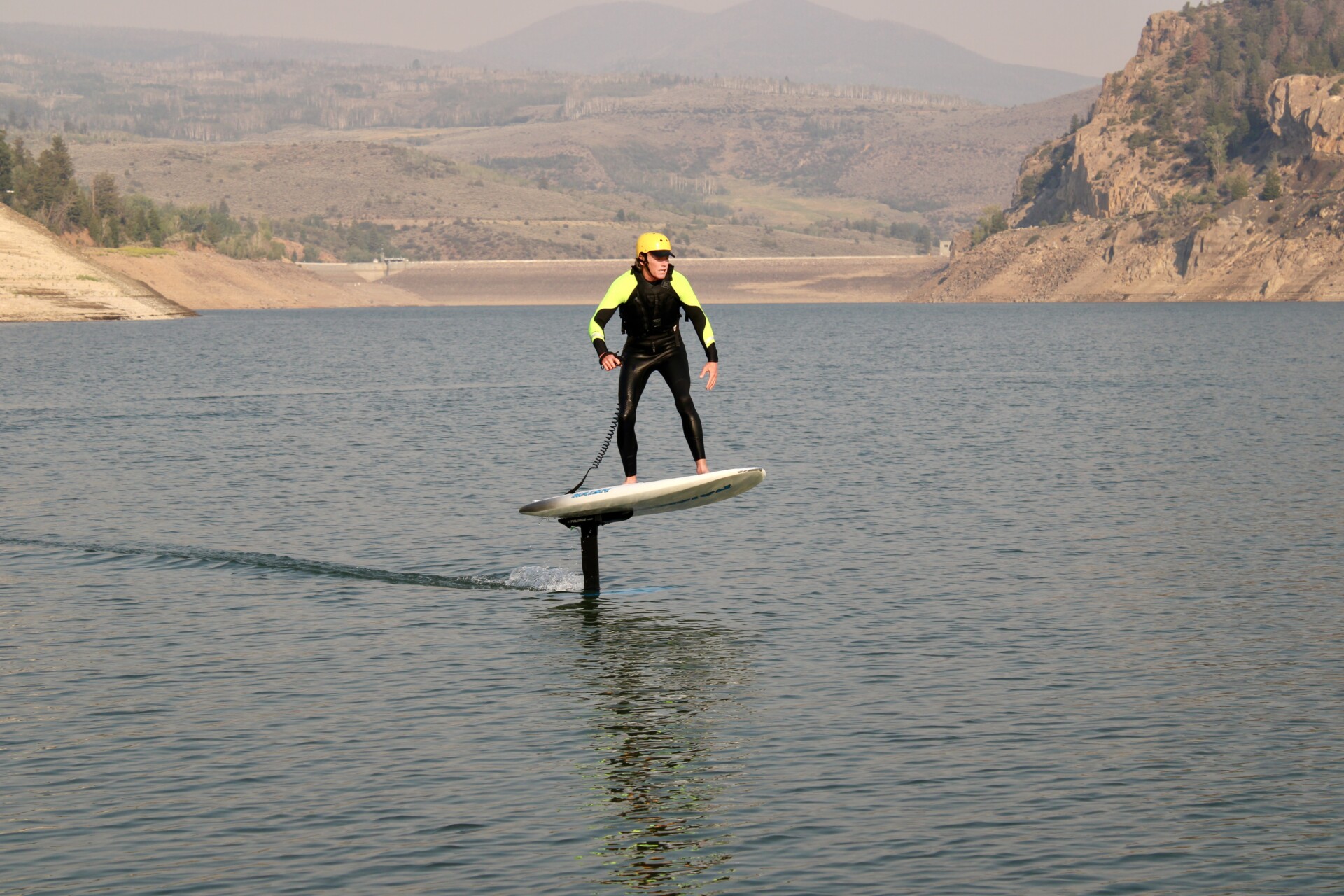Foil Colorado wingfoiling student gaining time on foil