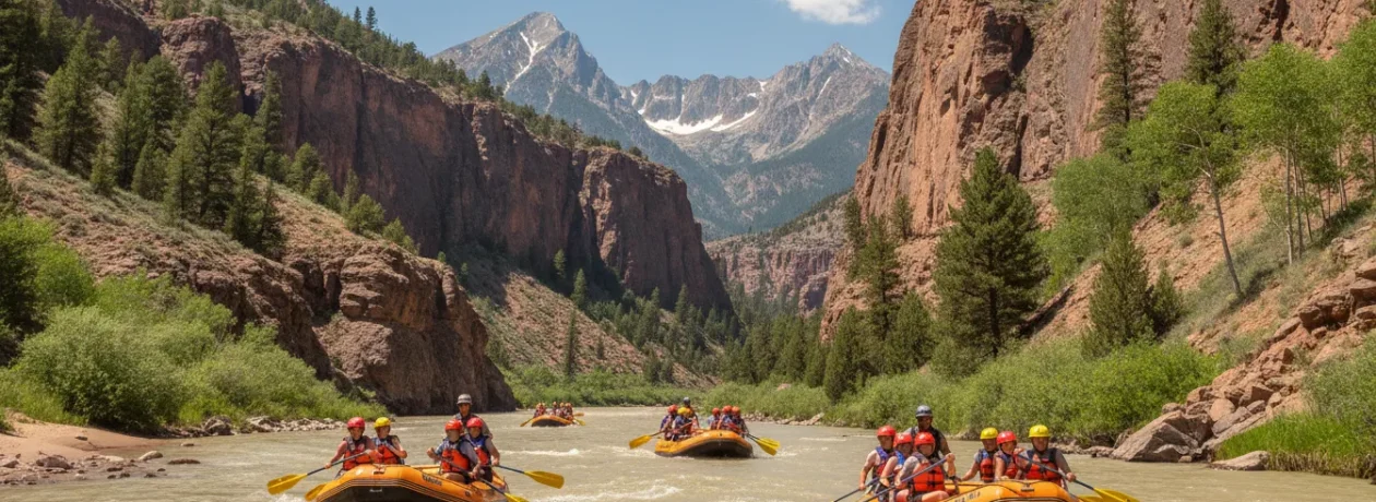 Colorado River rafting near Vail with guided paddlers near State Bridge