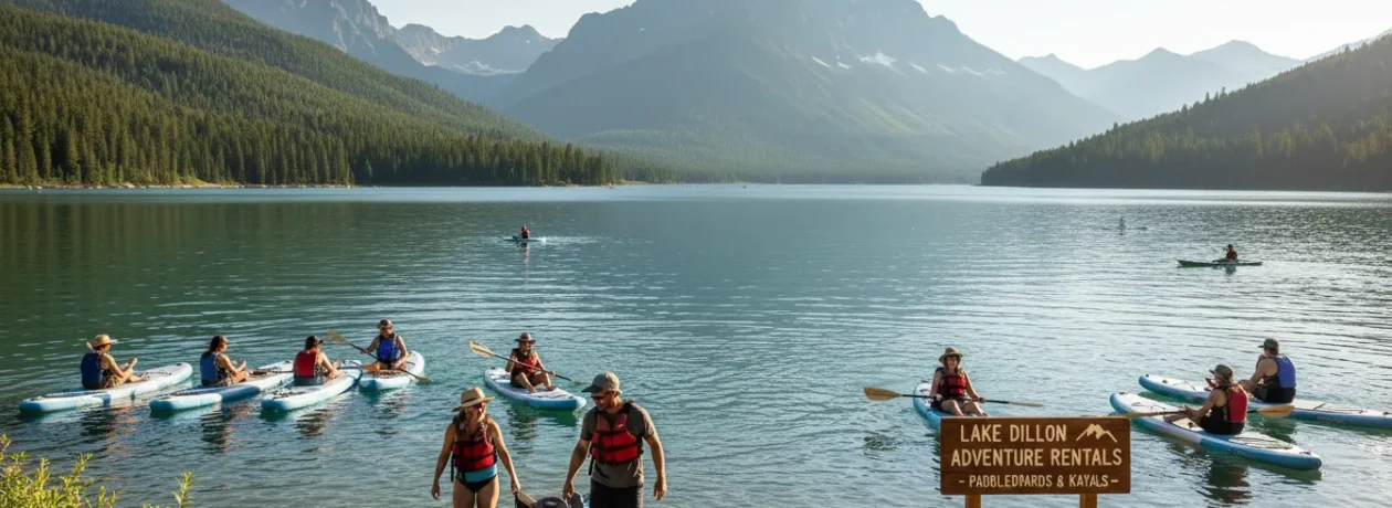 Lake Dillon kayak rentals and paddle board rentals on calm alpine water