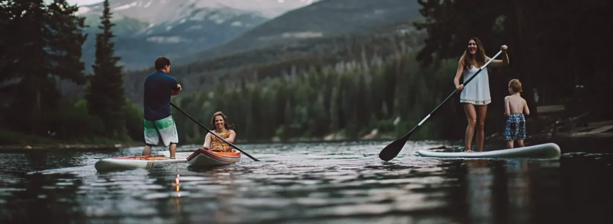Family enjoying summer water activities in Summit County on Lake Dillon