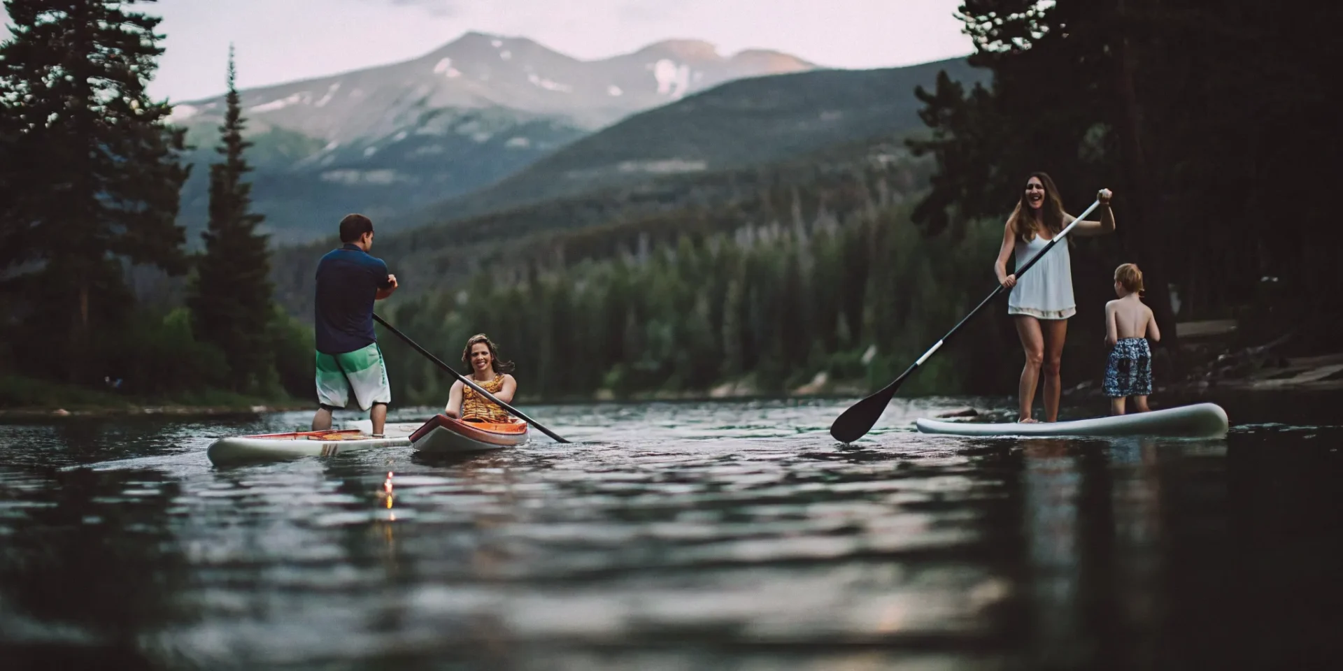 Family enjoying summer water activities in Summit County on Lake Dillon