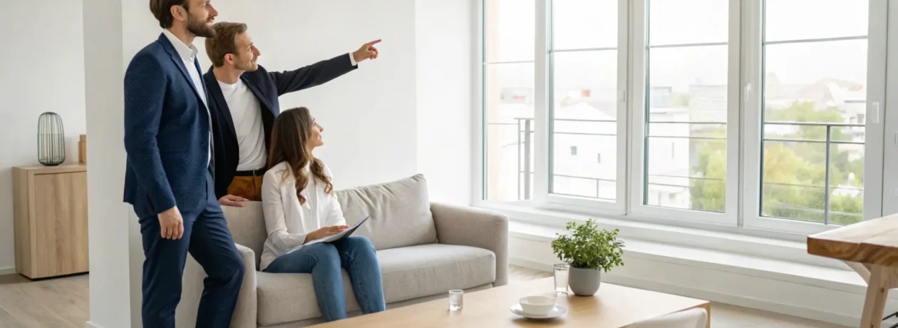Agent selling a rental property with tenants during a home showing.